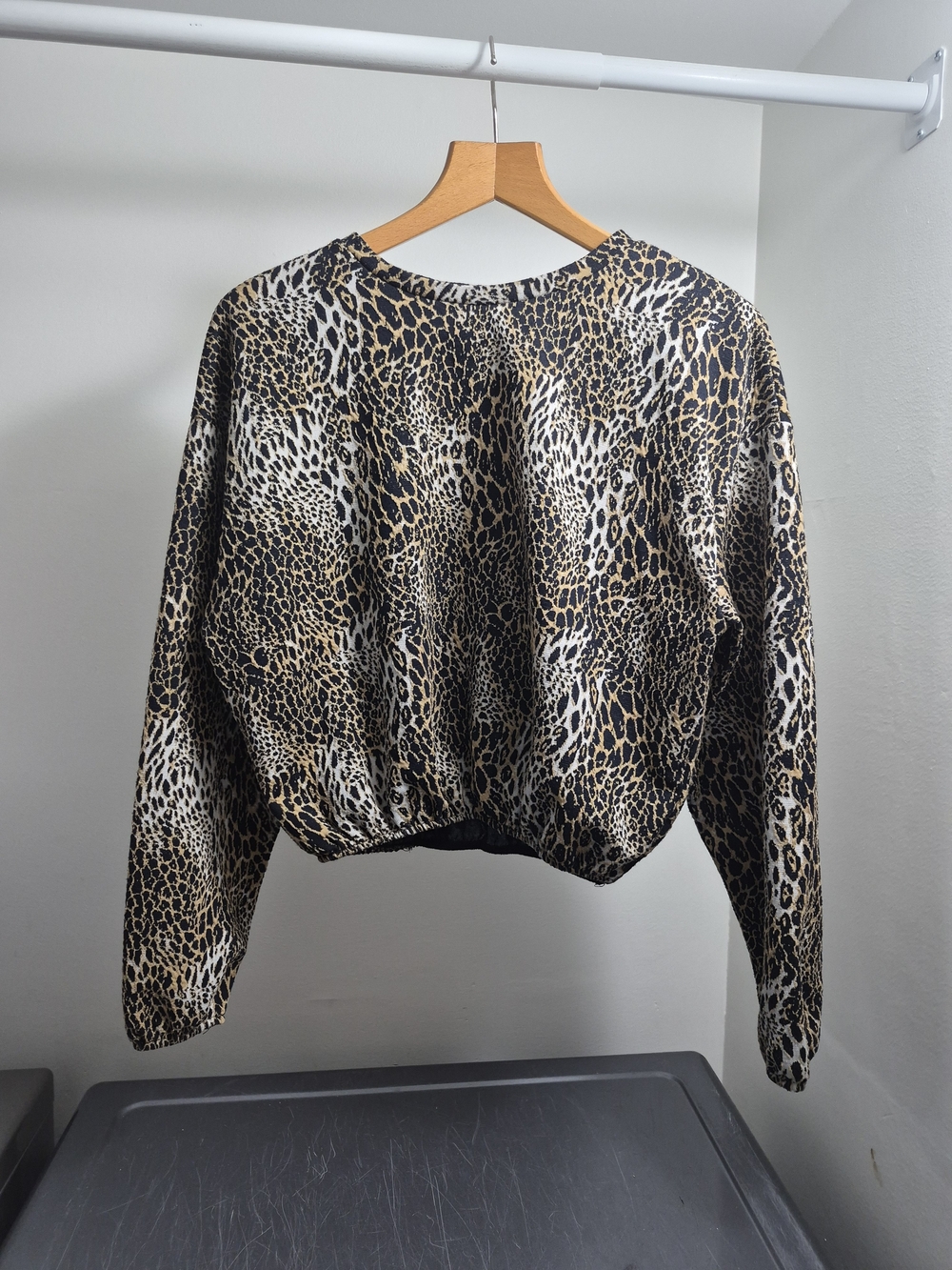 Zara Leopard Print Long Sleeve Top - Black & Tan